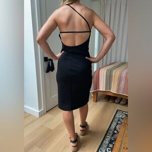 Zara Black Asymmetrical Straps Open Back Dress
